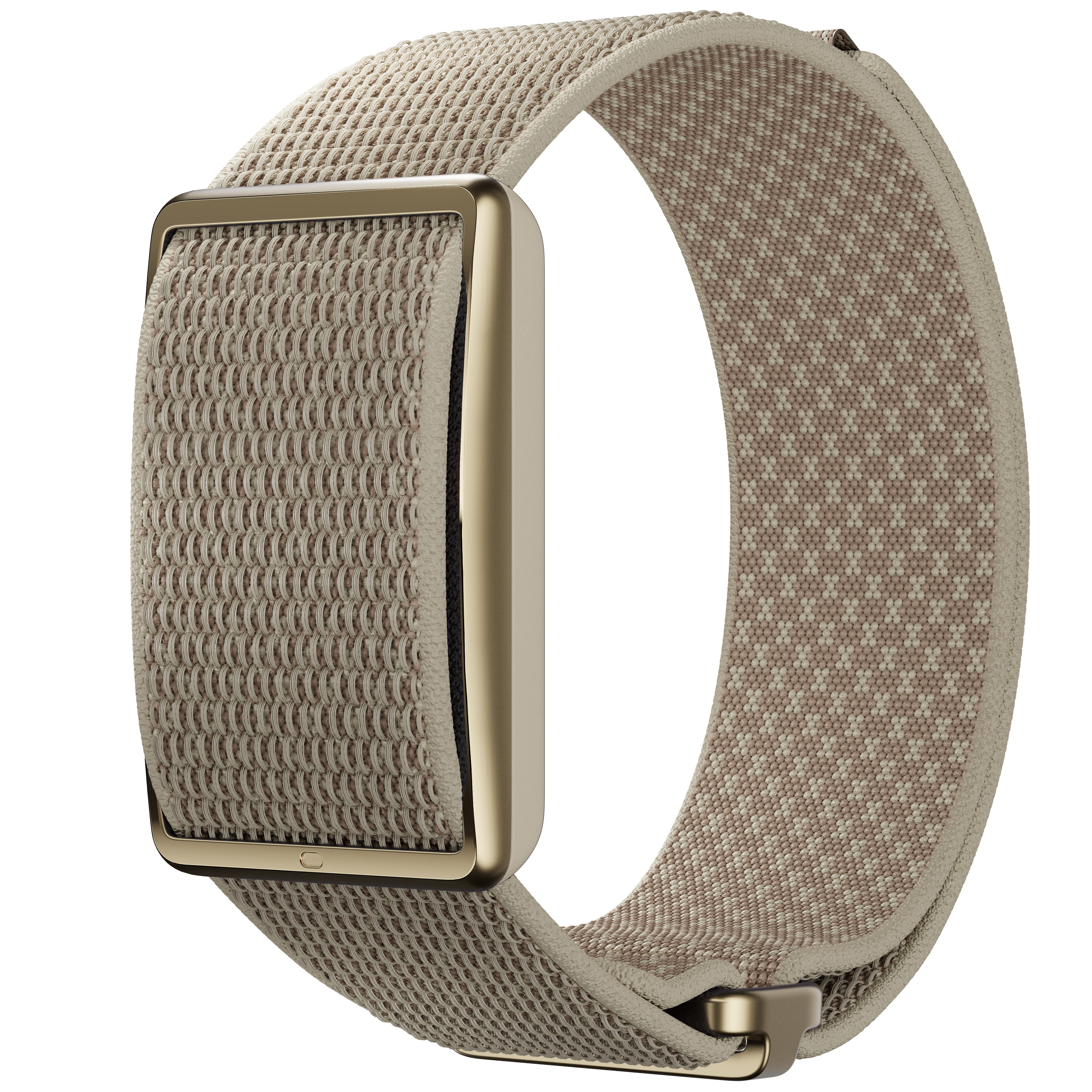 Render of the beige Polar Loop screenless wristband sitting in white space.