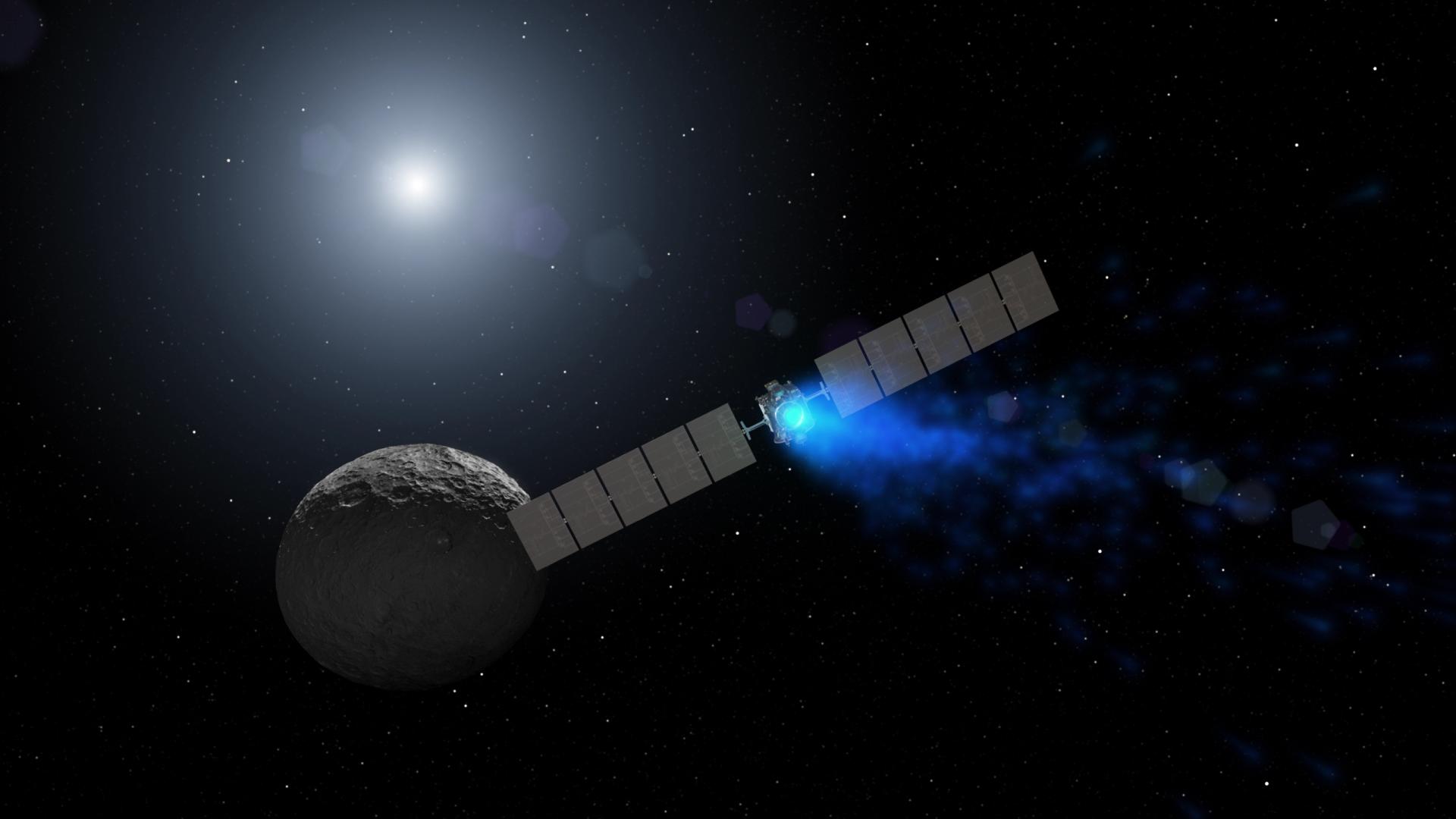 Ceres orbiting Dawn spacecraft