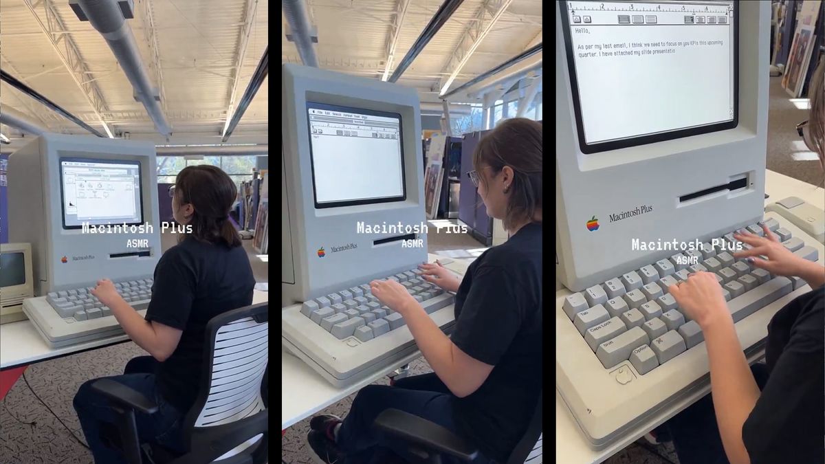 Computer History Museum unveils comically large-scale rendition of the 1986 Apple Macintosh Plus — 'Big Mac' celebrates 50th Apple anniversary towering all-in-one's keyboard looks disproportionately huge today