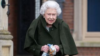 Britain's Queen Elizabeth II leaves Sandringham House, the Queen's Norfolk residence, after a reception with representatives from local community groups to celebrate the start of the Platinum Jubilee on February 5, 2022