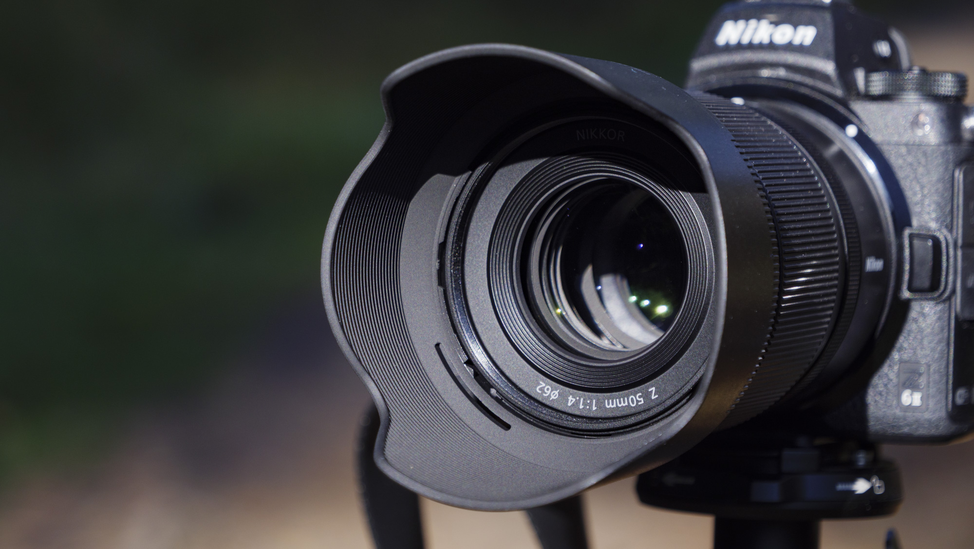 Closeup of the Nikon Z 50mm f/1.4 lens front element