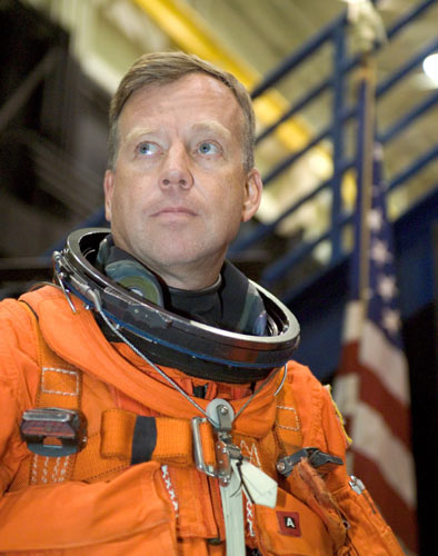 STS-121 Shuttle Commander Looks Towards Launch