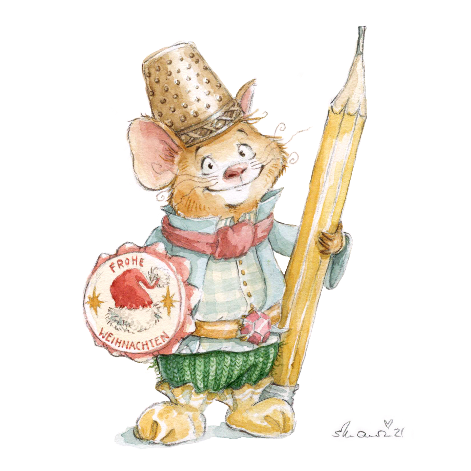 Storyful characters; a cartoon mouse holding a pencil