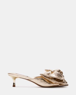 Kit Gold Bow Mule Kitten Heel | Women's Heels 
 Steve Madden