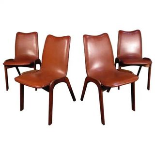 leather dining chairs on white background