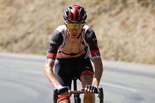 LLEX FRANCE AUGUST 11 George Bennett of New Zealand and UAE Team Emirates attacks during the 34th Tour de lAin 2022 Stage 3 a 131km stage from Plateau dHauteville to Llex 904m TDA22 on August 11 2022 in Llex France Photo by Bas CzerwinskiGetty Images