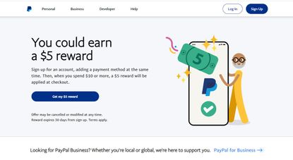 Screenshot of Paypal website