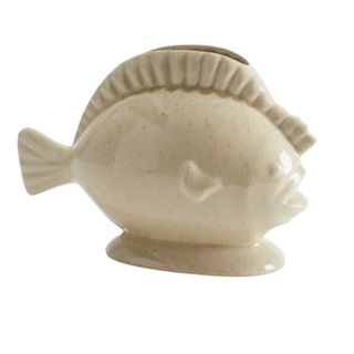 Fish-shaped Stoneware Vase in white