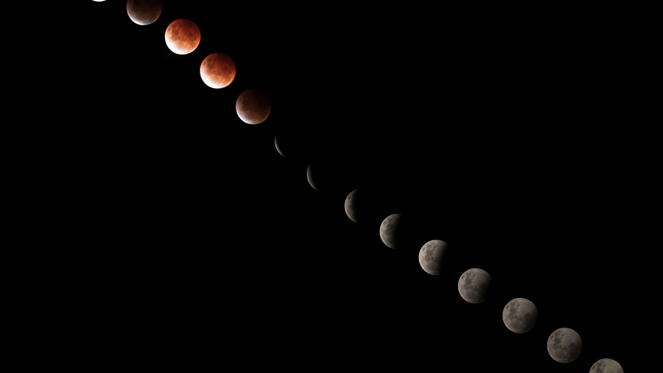 composite image showing the moon get progressively darker and then turn blood red.