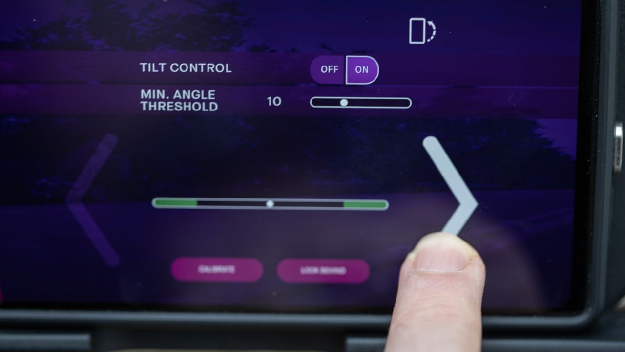 using your finger on the Wahoo RGT phone app
