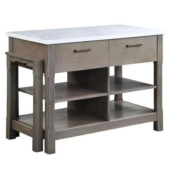 an island with a pull-out countertop