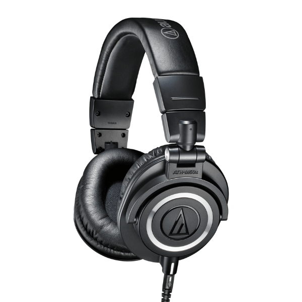 A pair of Audio-Technica ATH-M50x studio headphones