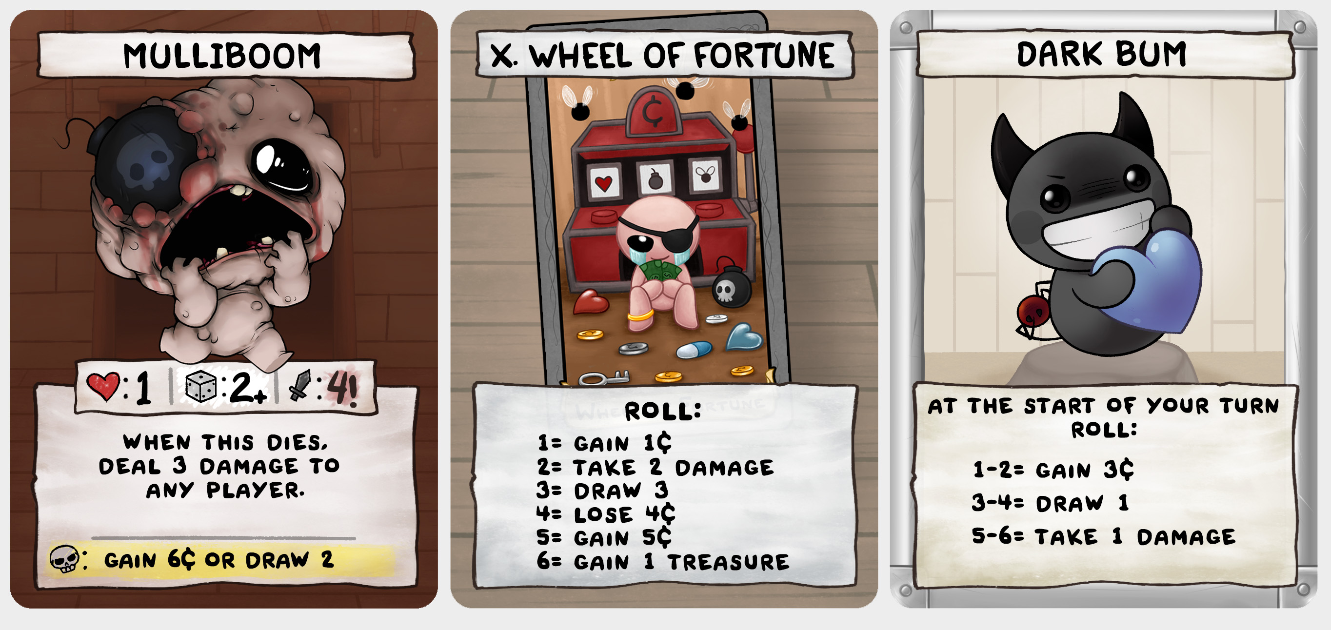 A selection of cards from Four Souls.