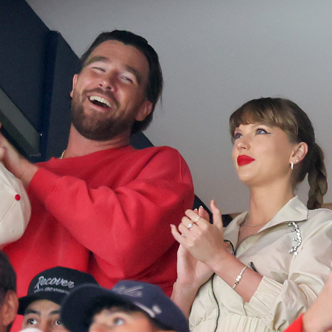 Travis Kelce and Taylor Swift attend the 2025 Stanley Cup Finals Game 4