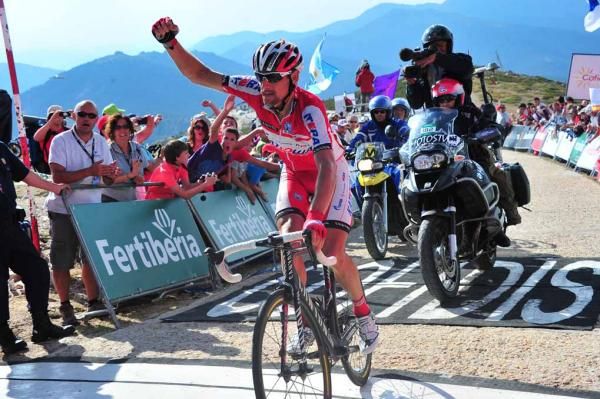 Denis Menchov (Katusha) wins stage 20 of the Vuelta a Espana.
