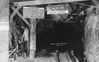 An early 20th century photo of the Juneau Mine tunnel