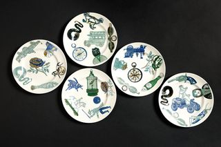 'Toys', by Hammer Prints Ltd, c.1958–60, ceramic plates.