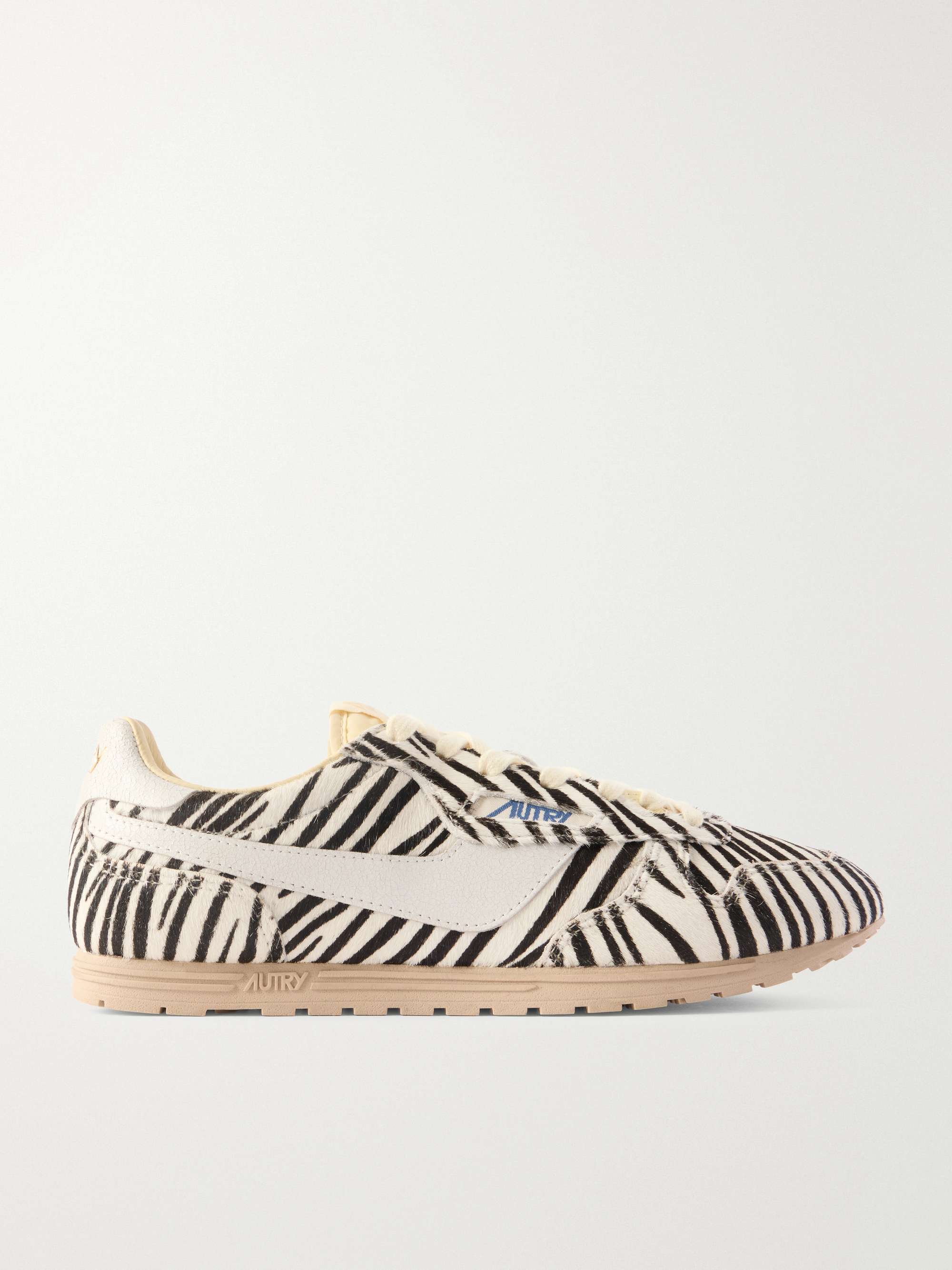 Windspin zebra-print calf hair sneakers