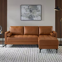 StyleWell Goodwin 83.5 in Square Arm 2-Piece Faux Leather Sectional Sofa