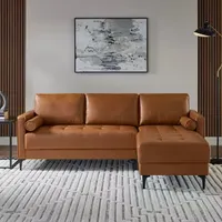StyleWell Goodwin 83.5 in Square Arm 2-Piece Faux Leather Sectional Sofa