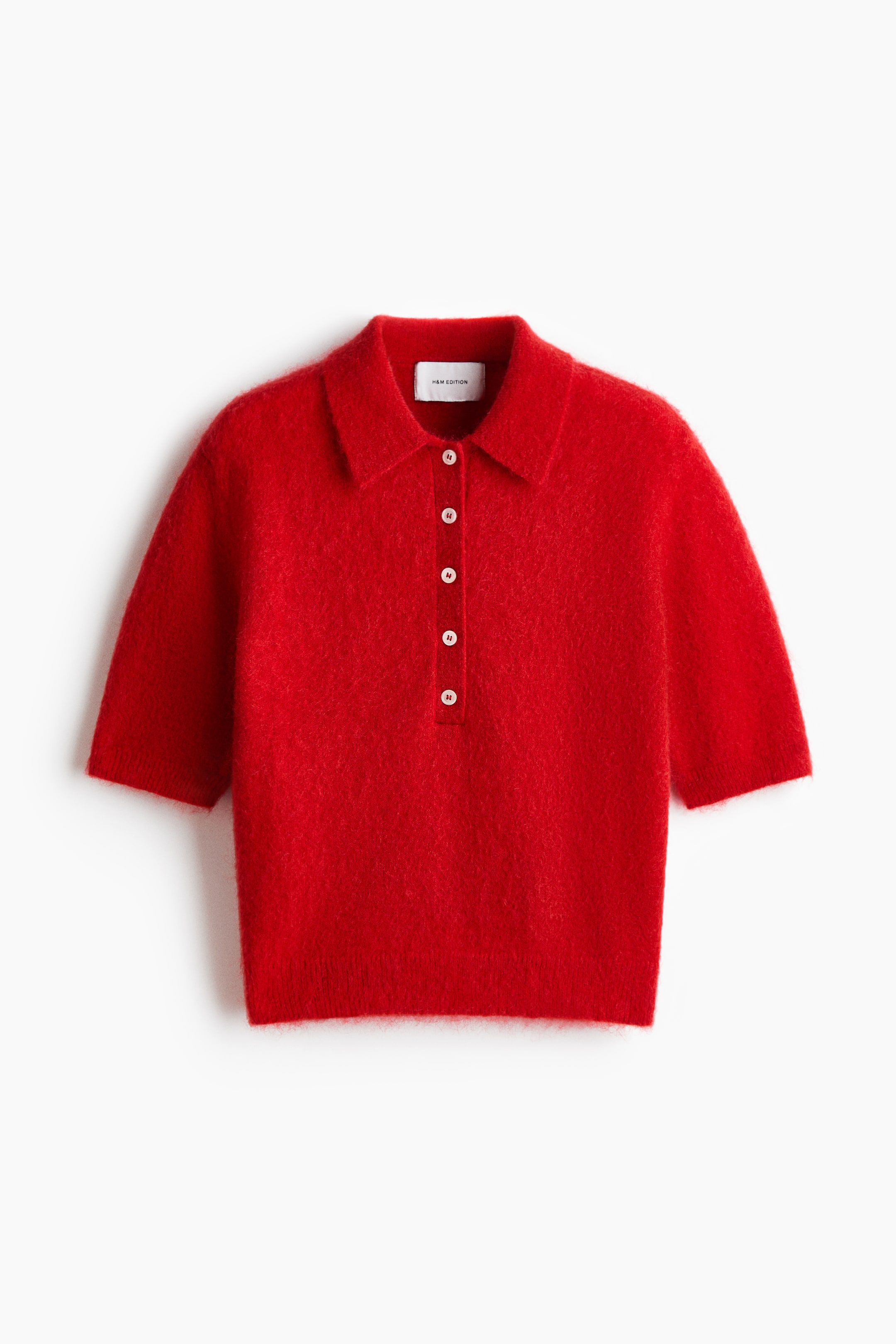 Mohair-Blend Polo Shirt - Red