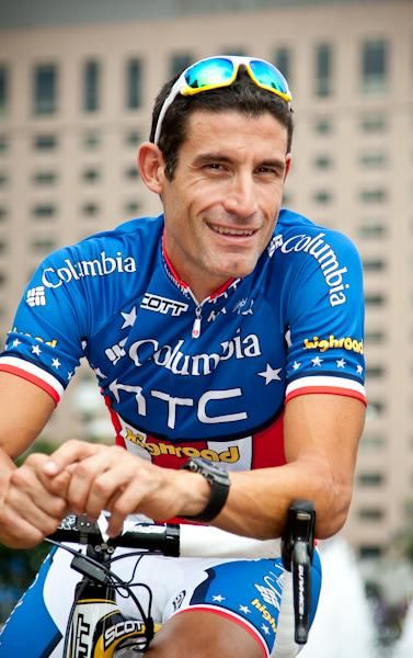 George Hincapie shows off his new stars and stripes kit, which will only be used for one event - the Tour of Missouri - before he moves to Team BMC in 2010.