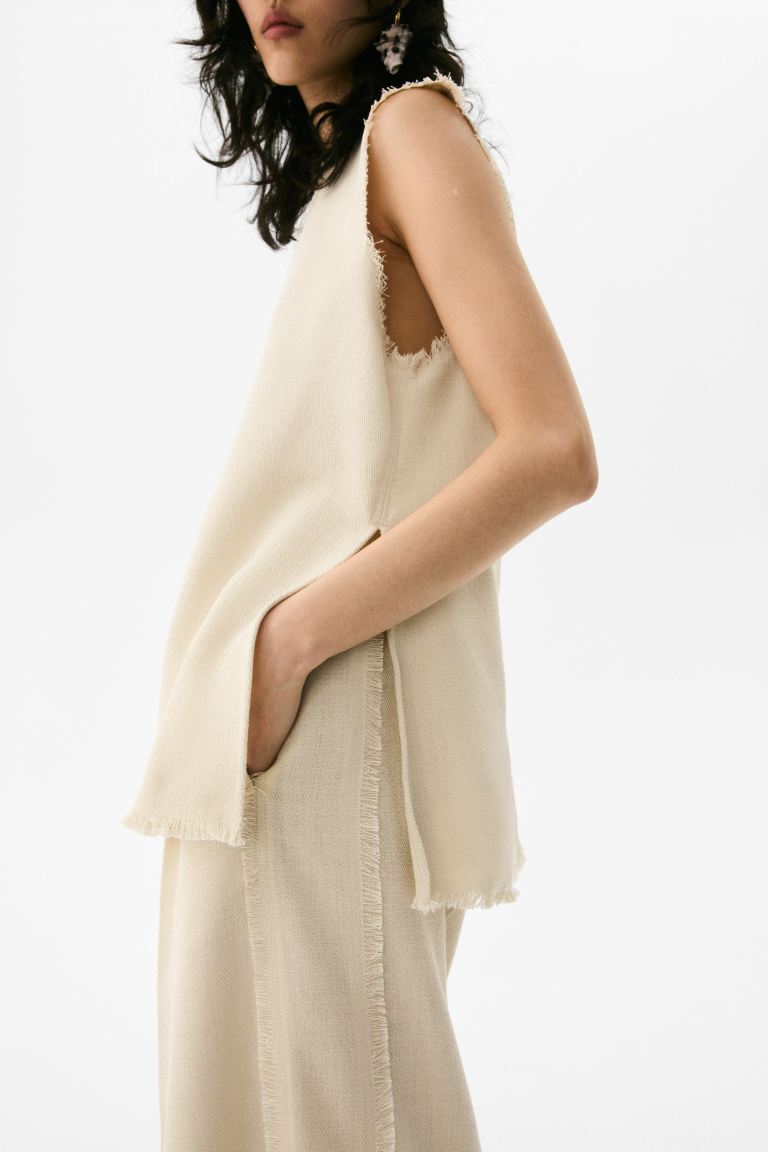 Frayed-Edge Twill Top