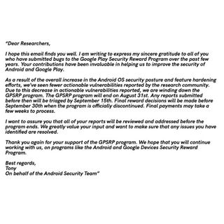 GPSRP discontinue email