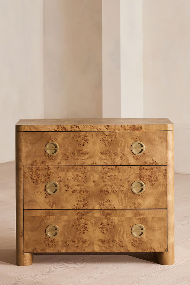 Warwick Three Drawer Dresser, Mappa Burl