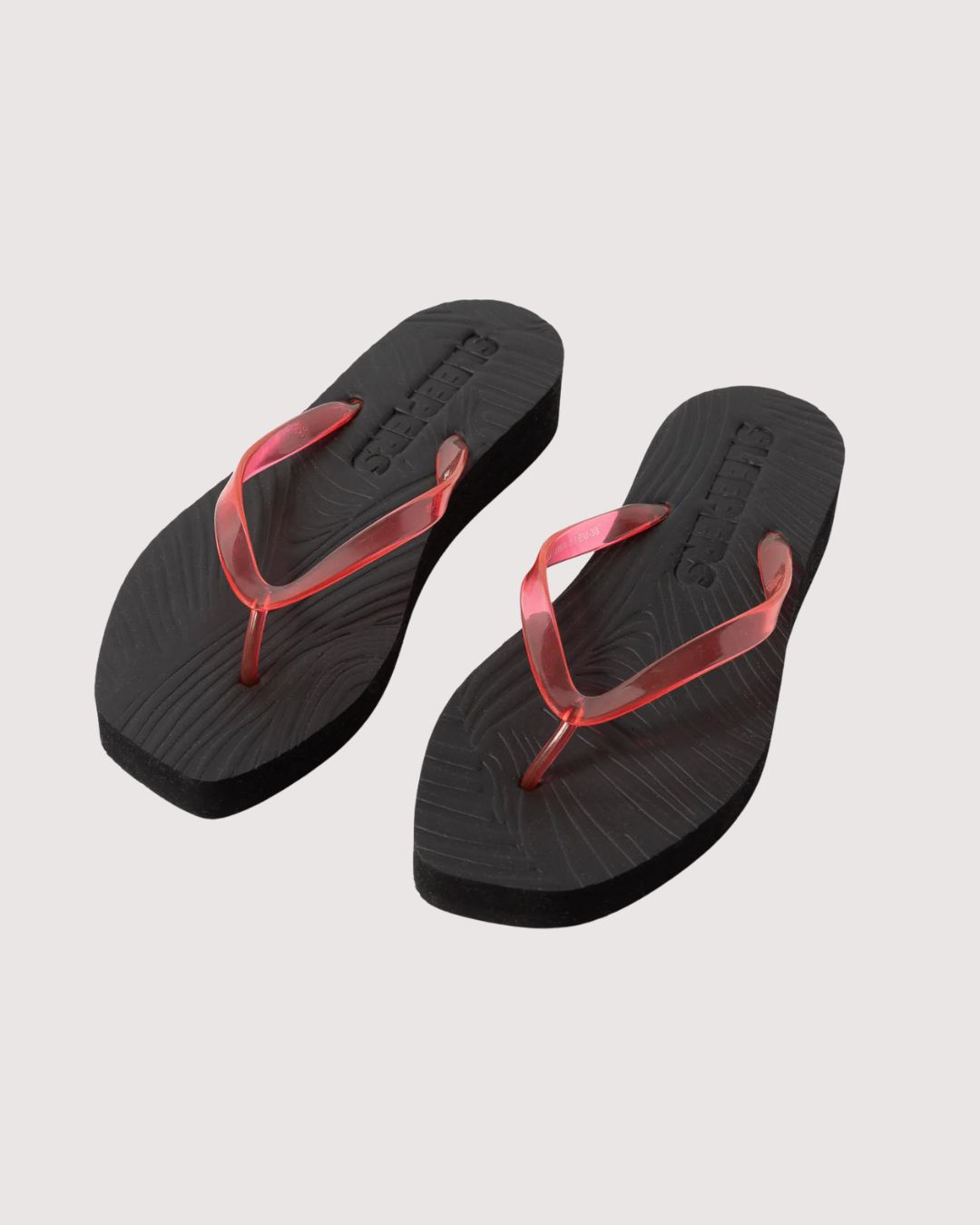 Tapered Platform Black With Transparent Red Strap 