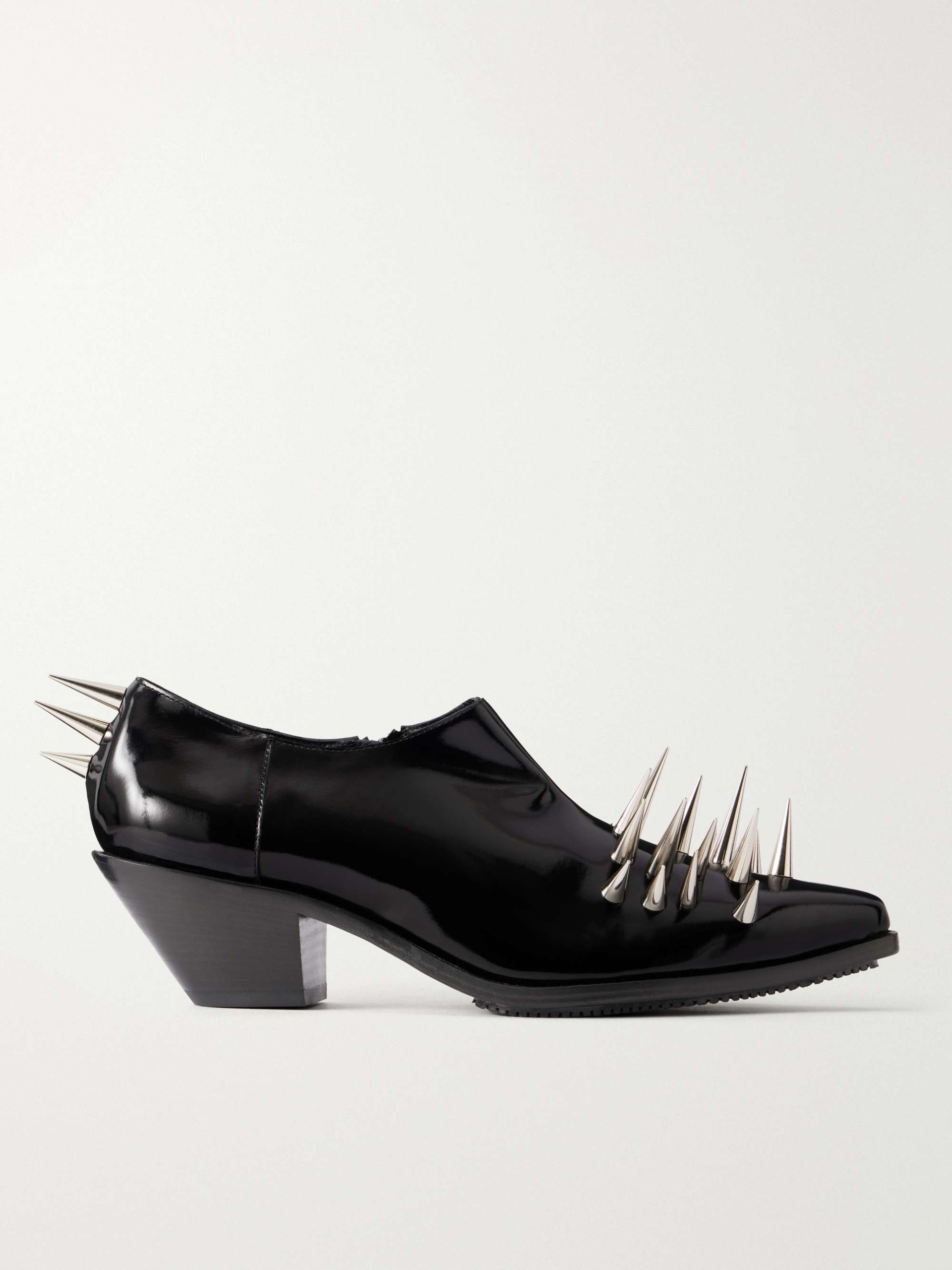 Studded Patent-Leather Ankle Boots