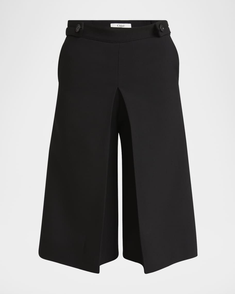 Pleat Wide-Leg Bermuda Shorts