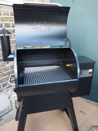 Traeger Pro 575 grill open showing two grill plates