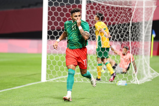 Alexis Vega celebrates his goal against South Africa