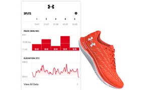 Map My Run app screengrab with Under Armour running shoe