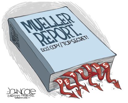 Political Cartoon U.S. Mueller Report Trump no collusion Bill Barr