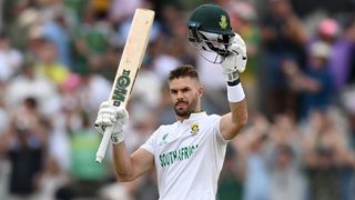 South Africa's Aiden Markram celebrating his century in the WTC Final against Australia.