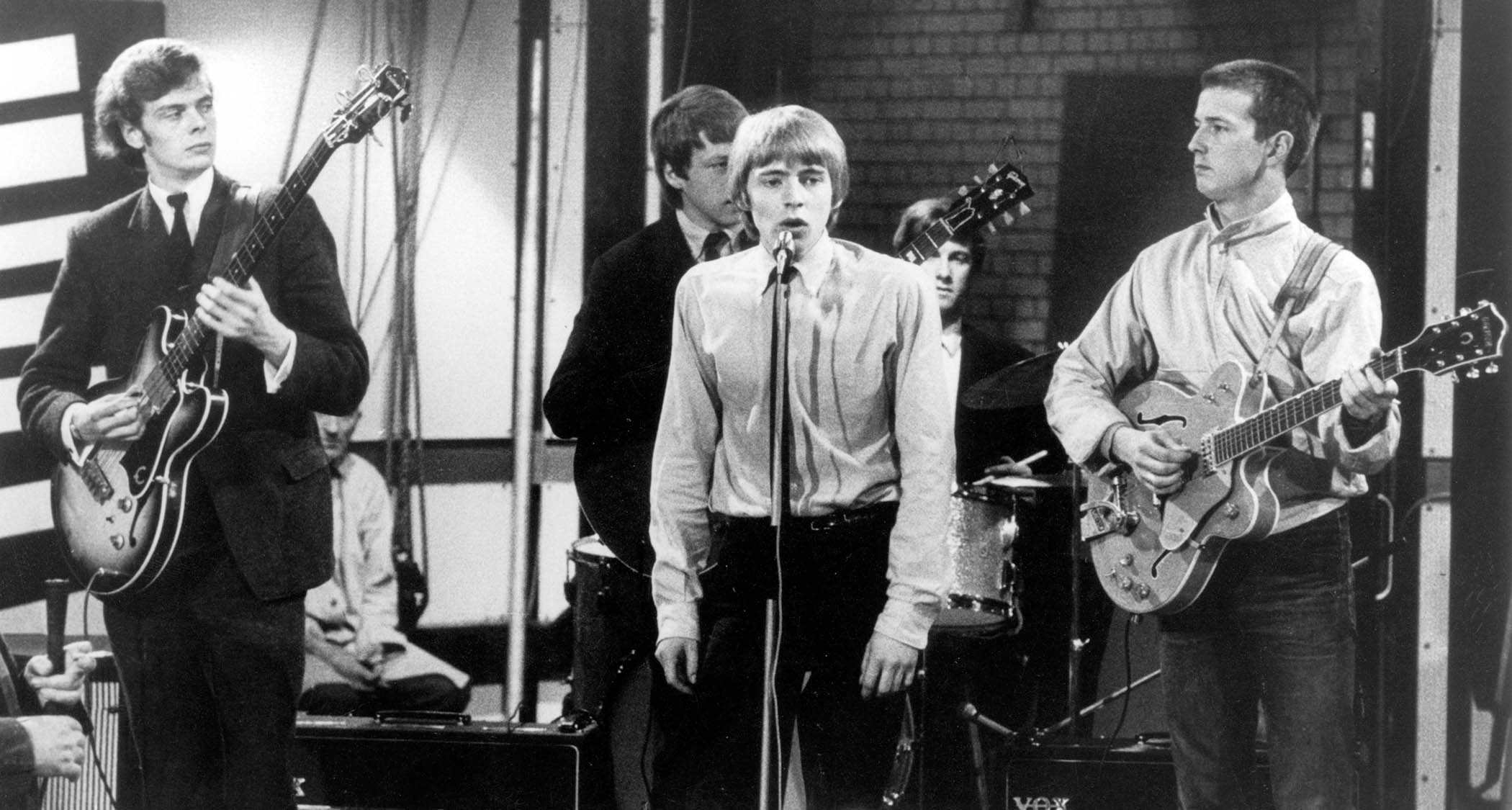 The Yardbirds on Ready, Steady, Go in 1964 [from left]: Paul Samwell-Smith, Chris Dreja, Keith Relf, Jim McCarty and Eric Clapton
