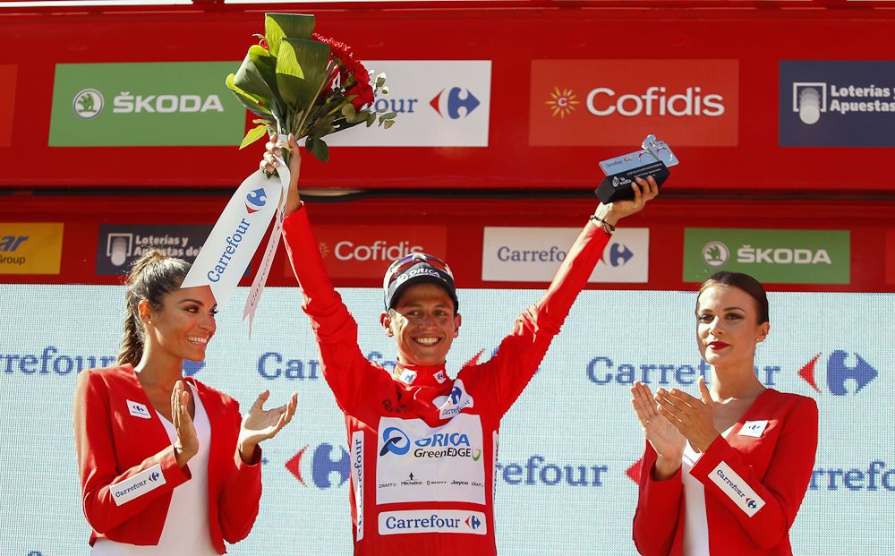 Estaban Chaves back in red after stage 6 of the 2015 Vuelta a Espana.
