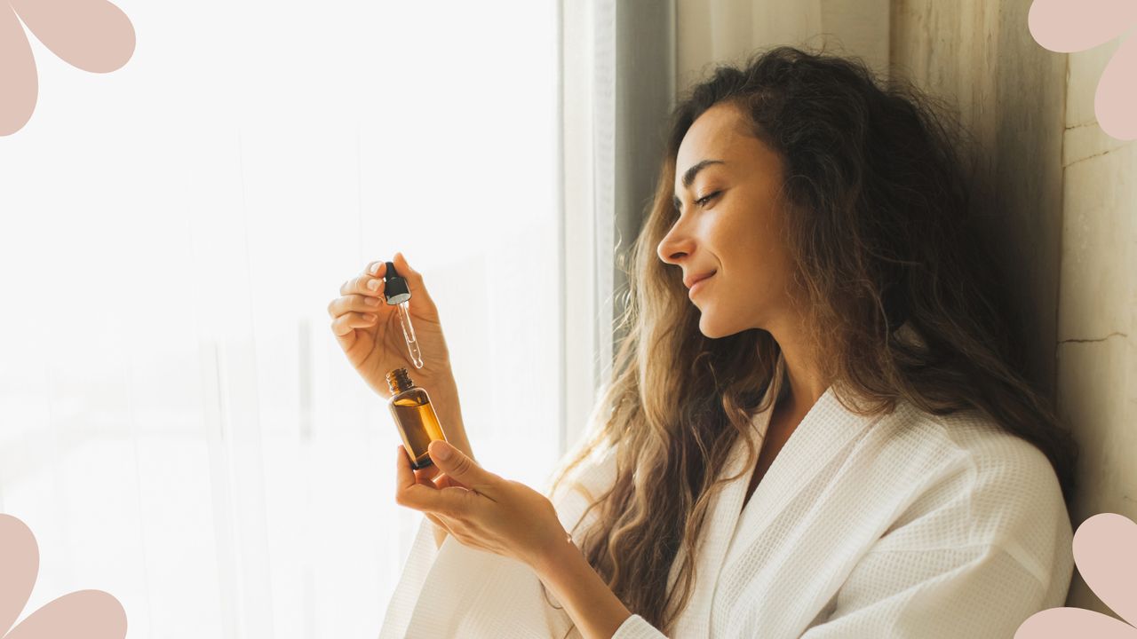 Woman with pipette serum