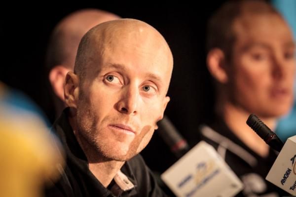 Levi Leipheimer (Omega Pharma-Quickstep) speaks somberly about rehabbing his broken leg.