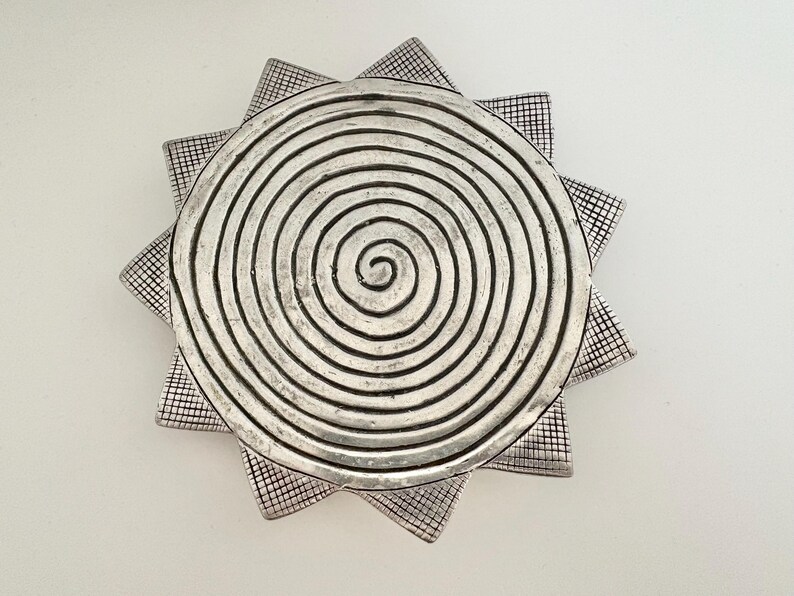 Rare Vintage Carrol Boyes Metal Sunburst Spiral Trivet 1980s