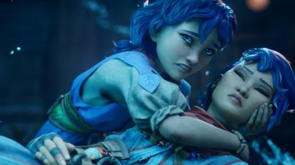 Kena: Scare of Kosmora protagonist cradling injured friend