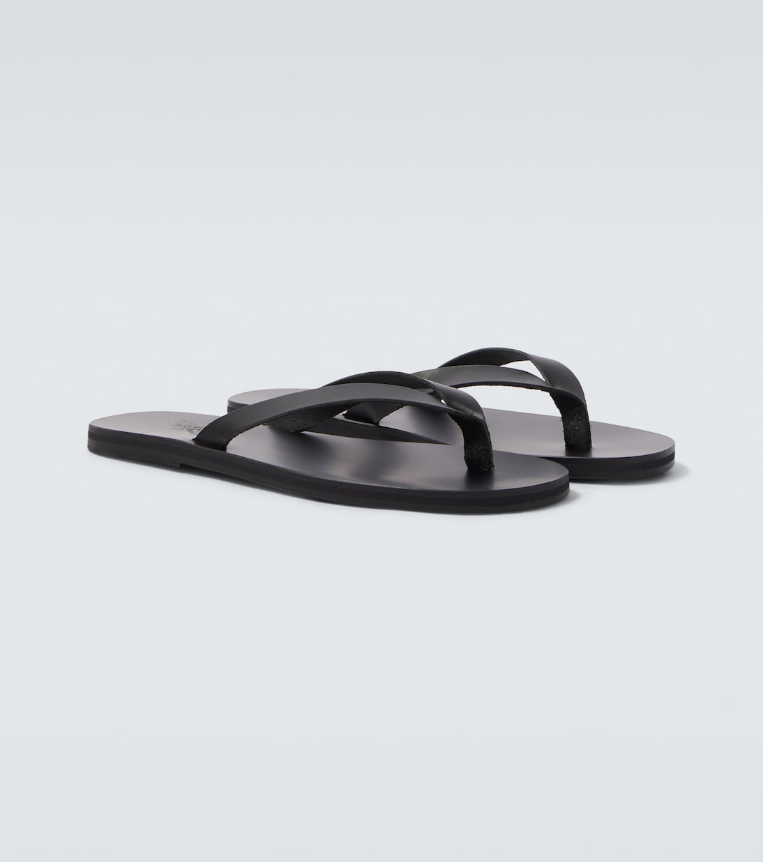 Solon Leather Thong Sandals in Black - Ancient Greek Sandals