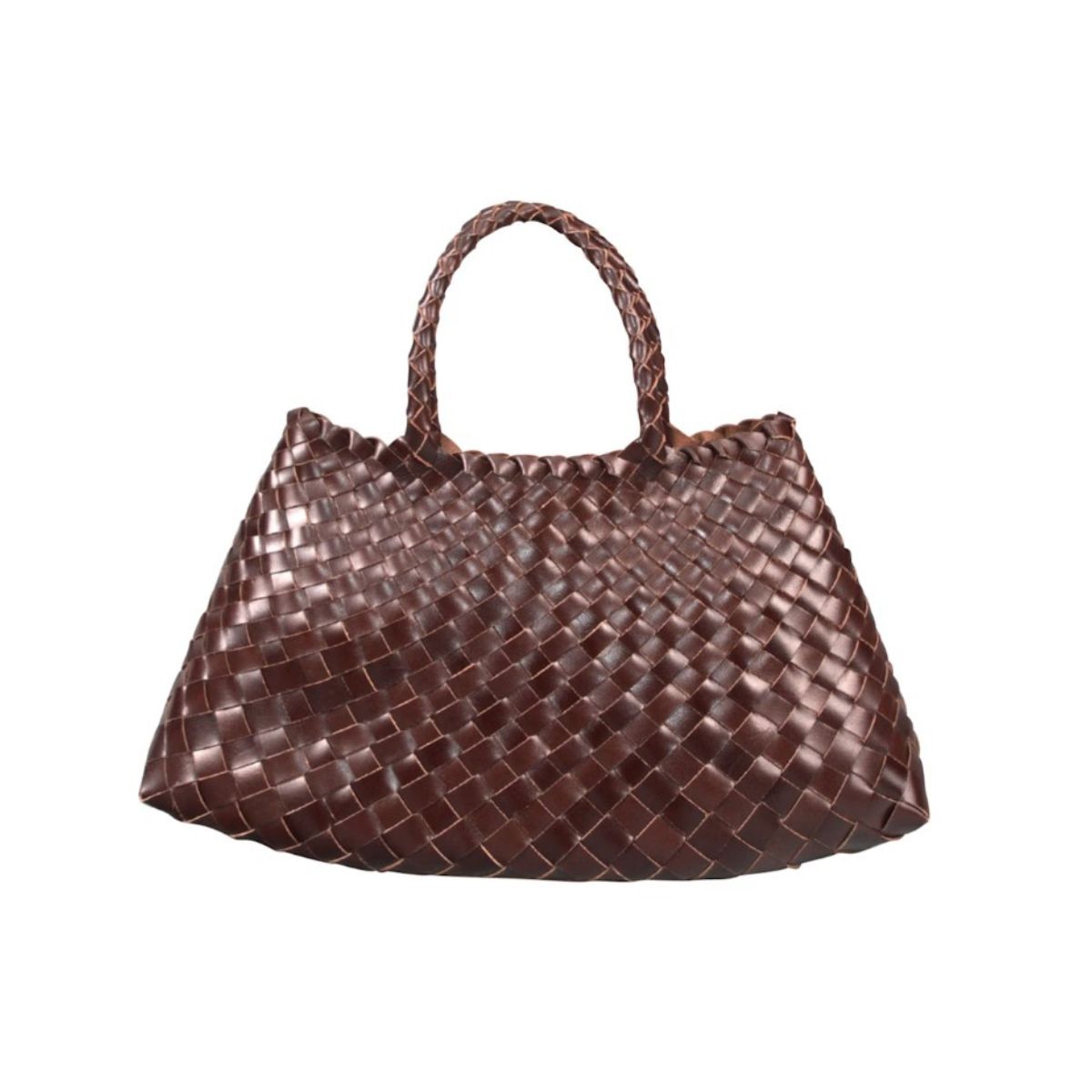 Woven Leather Tote 'Elisabetta' - Dark Brown