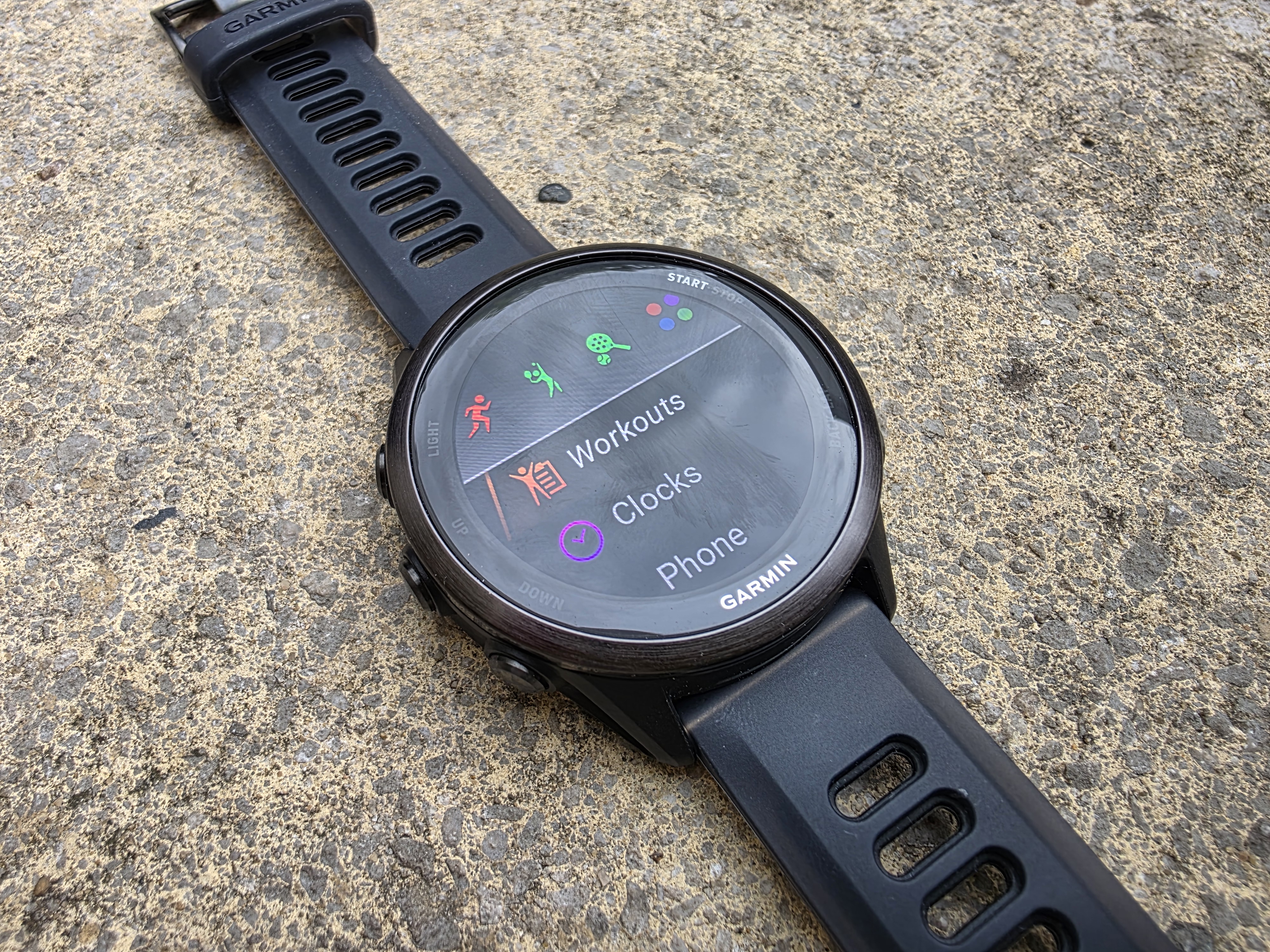 Garmin Forerunner 570 options screen