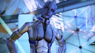 Liara T'soni hands on hips with a bemused expression