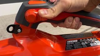 displaying trigger lock on leaf blower