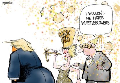 Political Cartoon U.S. Trump Happy New Year Whistleblowers