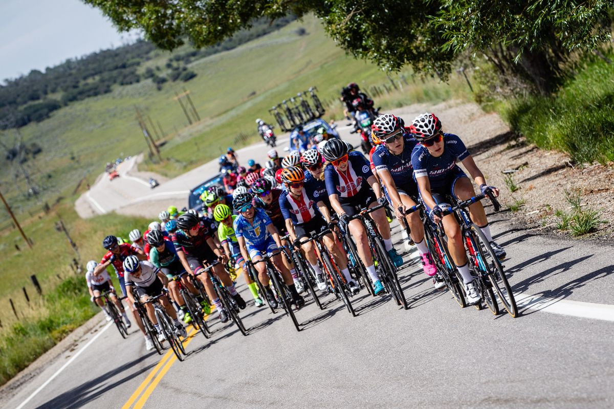 The peloton in action during stage 1 at the Colorado Classic
